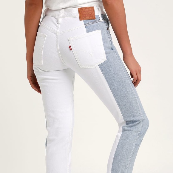 Levi's Denim - Levi's 501 Taper Light Wash Color Block Crop Jeans